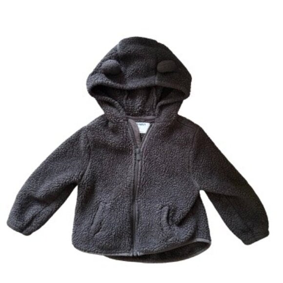Old Navy Sherpa Bear Zip Up Hoodie Jacket Brown Toddler 3T - Picture 2 of 4